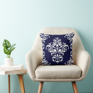 Original Blue Red White Damask by SocialiteDesigns Cushion