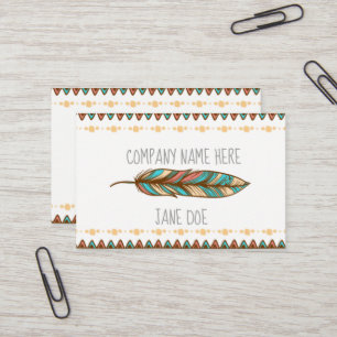 Original Bohemian Feather Style Business Cards