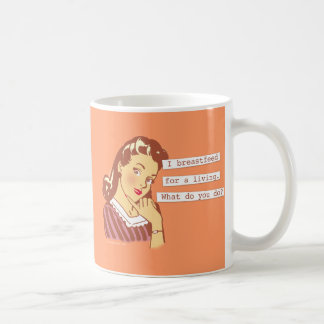 Original Breastfeed For a Living Retro Mum Humour Coffee Mug
