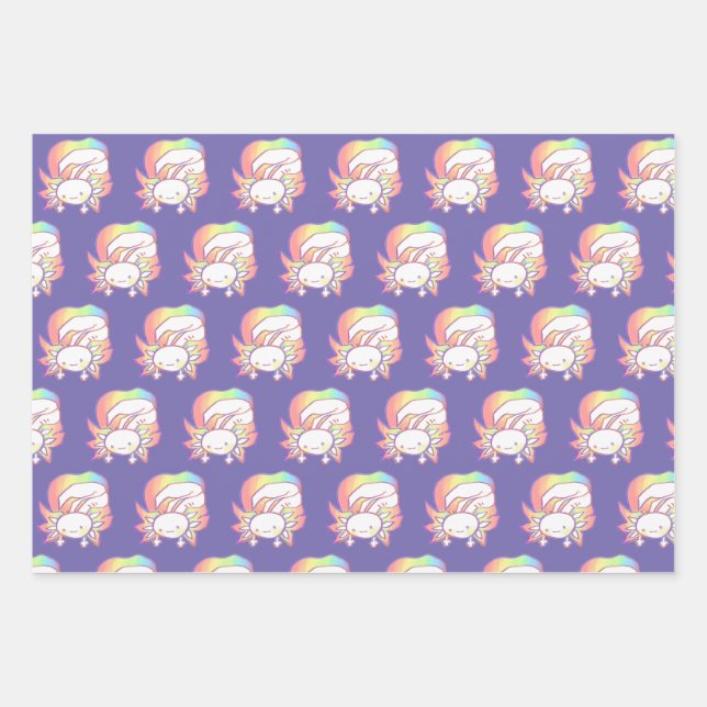 Original Bright Colourful Axolotl Art  Wrapping Paper Sheet (Front)