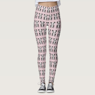 Original Cartoon Funny Cross Stitch panda pattern Leggings
