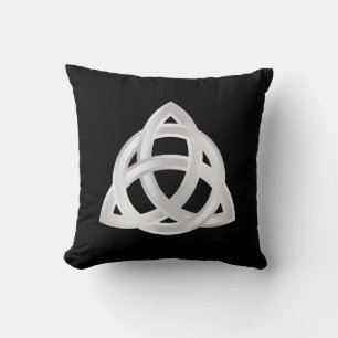 Original Celtic Triquetra Knot silver icon Cushion