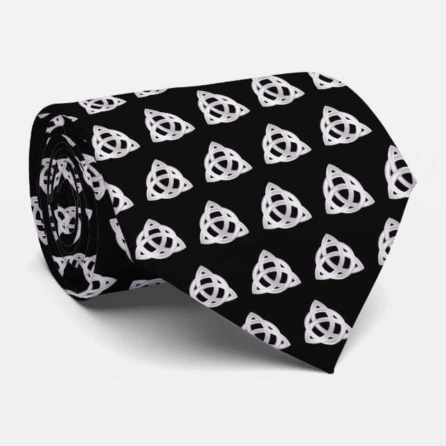 Original Celtic Triquetra Knot silver icon pattern Tie (Rolled)