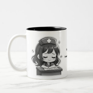 Original Chibi Nurse - A little Exhaustion Two-Tone Coffee Mug