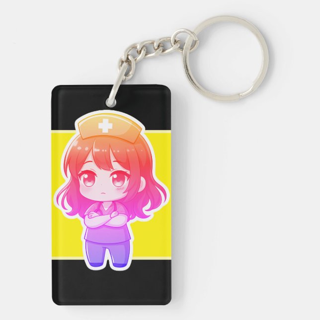 Original Chibi Nurse - Professional Calm Key Ring (Back)