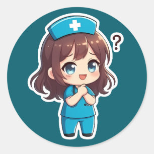 Original Chibi Nurse - The Questioning Moment Classic Round Sticker