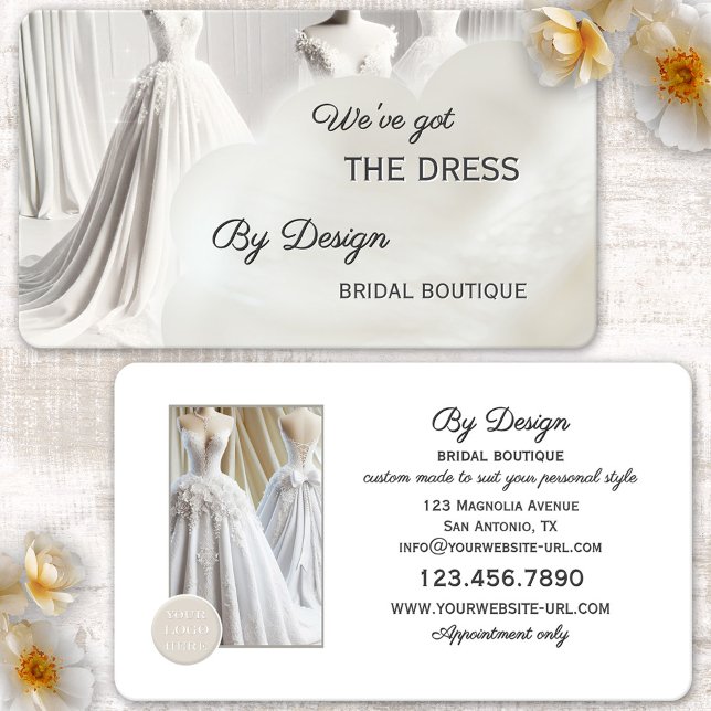 Original Chic Bridal Boutique  Business Card (Bridal boutique business card featuring an elegant design with wedding dresses)
