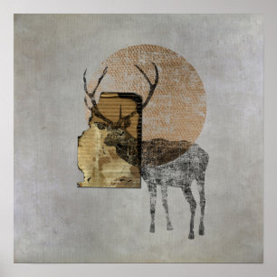 Original Collage (Deer) Poster