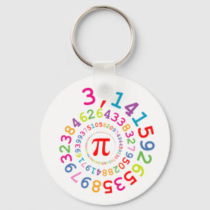 Original colors spiral of digits Pi number 3,14... Key Ring