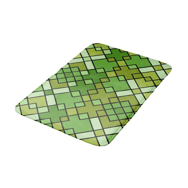 original colourful geometric shapes form bath mat (Angled)