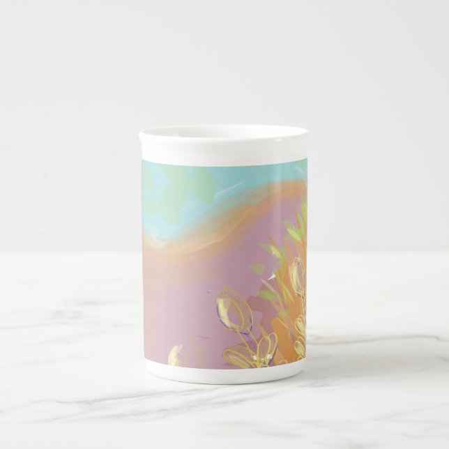 Original Contemporary “The Lake” Artwork  Bone China Mug (Front)