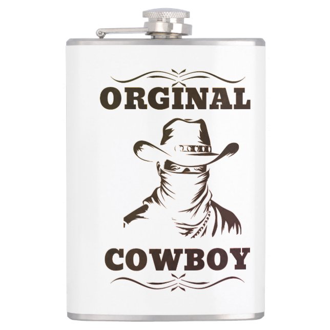 Original Cowboy Vinyl Wrapped Flask (Front)