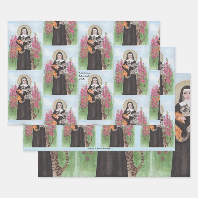 Original Crazy Cat Lady Gertrude Patron St of Cats Wrapping Paper Sheet (Set)