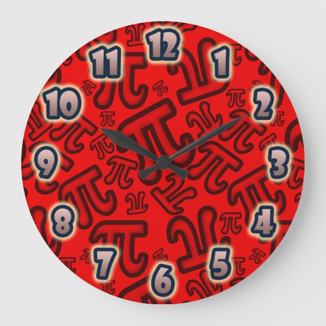 ORIGINAL Crazy Pi Numbers - Red CLOCK (Front)