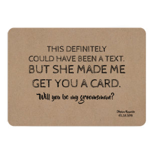 Original Creative and Funny GROOMSMAN Invitation