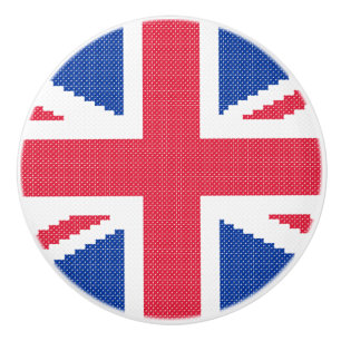 Original cross-stitch design Union Jack Ceramic Knob