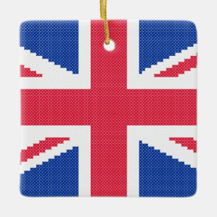 Original cross-stitch design Union Jack Ceramic Ornament