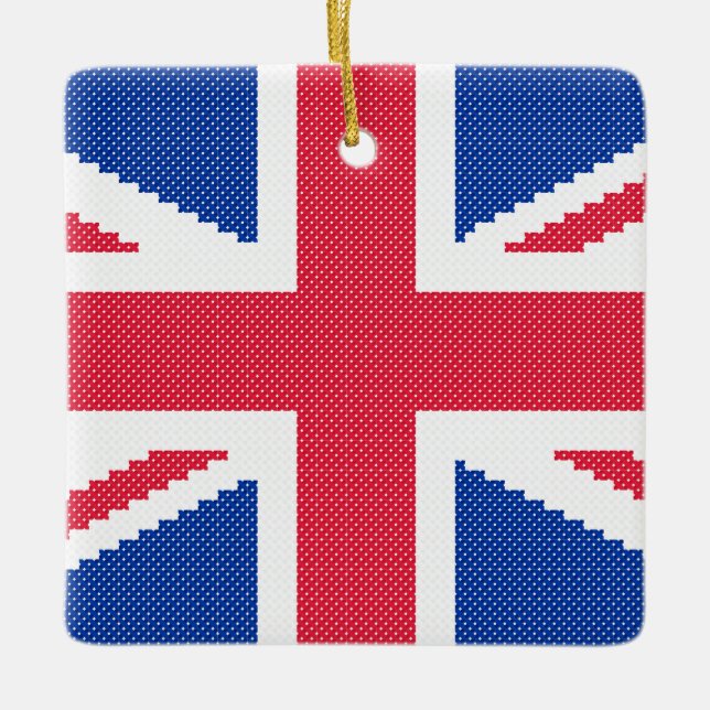Original cross-stitch design Union Jack Ceramic Ornament (Front)
