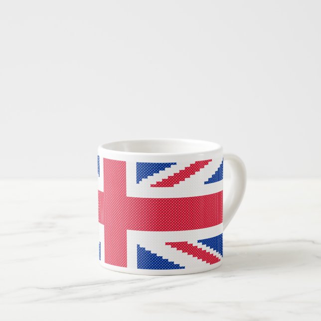 Original cross-stitch design Union Jack Espresso Cup (Front Right)