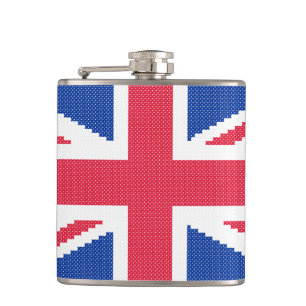 Original cross-stitch design Union Jack Hip Flask