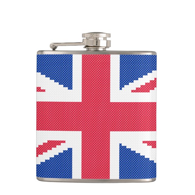 Original cross-stitch design Union Jack Hip Flask (Front)