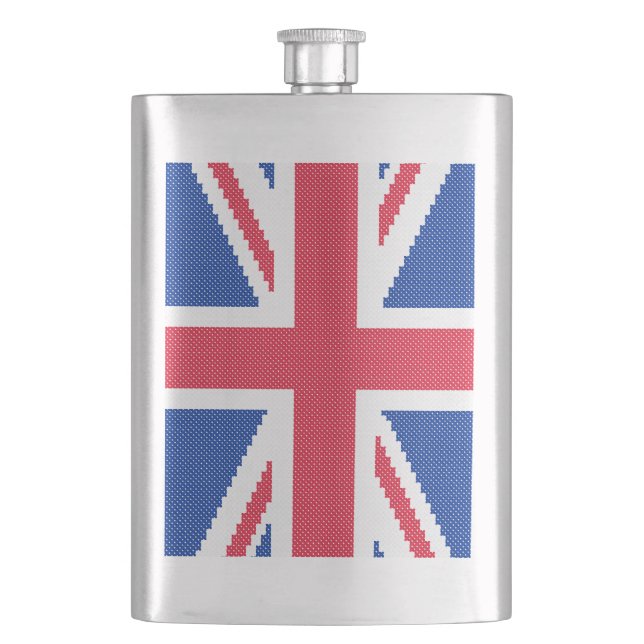 Original cross-stitch design Union Jack Hip Flask (Front)
