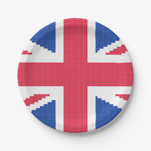 Original cross-stitch design Union Jack Paper Plate