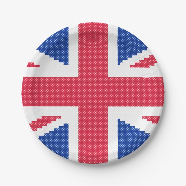 Original cross-stitch design Union Jack Paper Plate (Front)