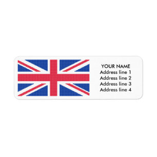 Original cross-stitch design Union Jack Return Address Label