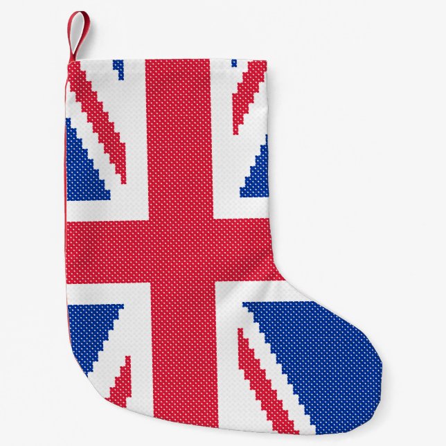 Original cross-stitch design Union Jack Small Christmas Stocking (Front)