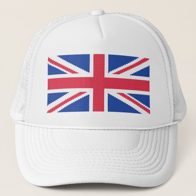 Original cross-stitch design Union Jack Trucker Hat (Front)