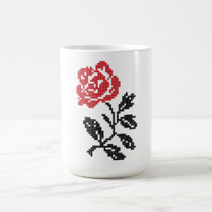 Original cross-stitch flower design Red rose Coffee Mug