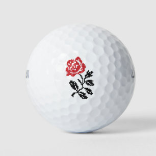 Original cross-stitch flower design Red rose Golf Balls