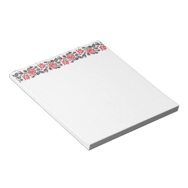 Original cross-stitch red rose flowers pattern notepad (Angled)
