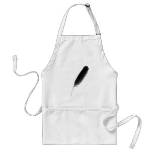 Original cute black feather on a white background standard apron