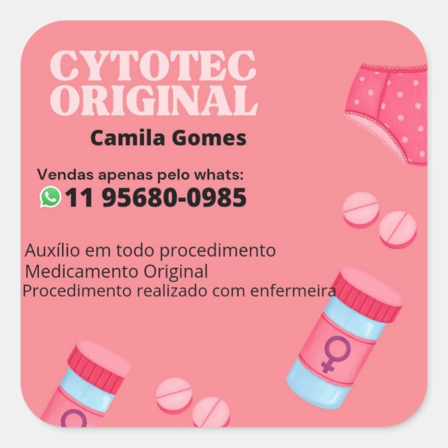 Original Cytotec misoprostol whats 11956800985 Mou Square Sticker (Front)