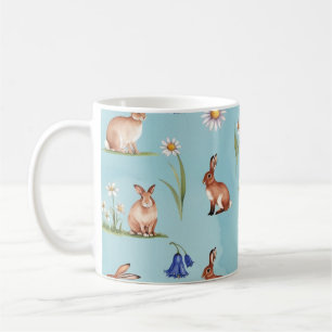 Original Design Bunnies, hares, Bluebells Coffee Mug