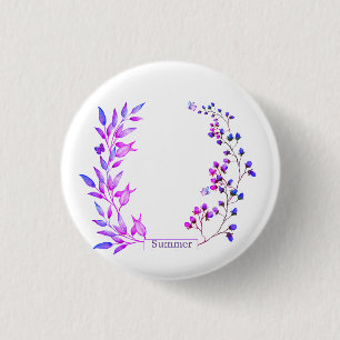 Original design of purple flowers and branches 3 cm round badge