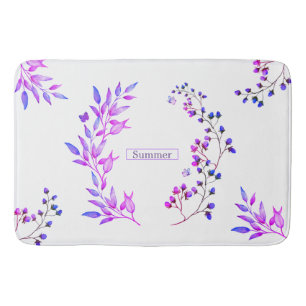 Original design of purple flowers and branches bath mat
