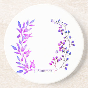 Original design of purple flowers and branches coaster
