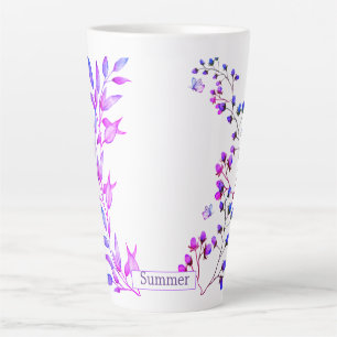 Original design of purple flowers and branches latte mug