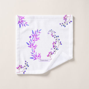 Original design of purple flowers and branches wash cloth