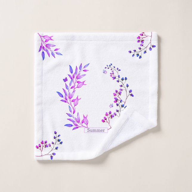 Original design of purple flowers and branches wash cloth (Wash Cloth)