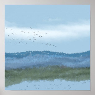 original digital art lake and mountains 2 of 2 poster