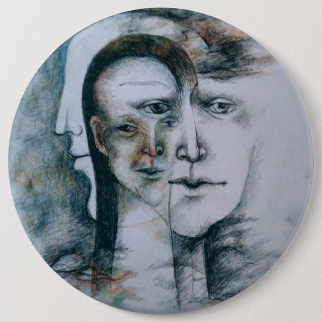 Original digital fine art surrealism 6 cm round badge (Front)