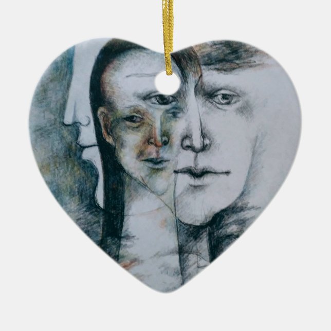 Original digital fine art surrealism  ceramic ornament (Front)