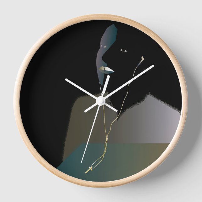 Original Digital Portrait Art Wall Clock (Front)