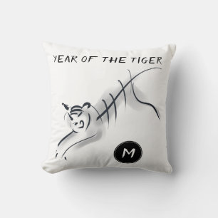 Original Drawing5 Chinese Tiger Year Monogram SqP Cushion