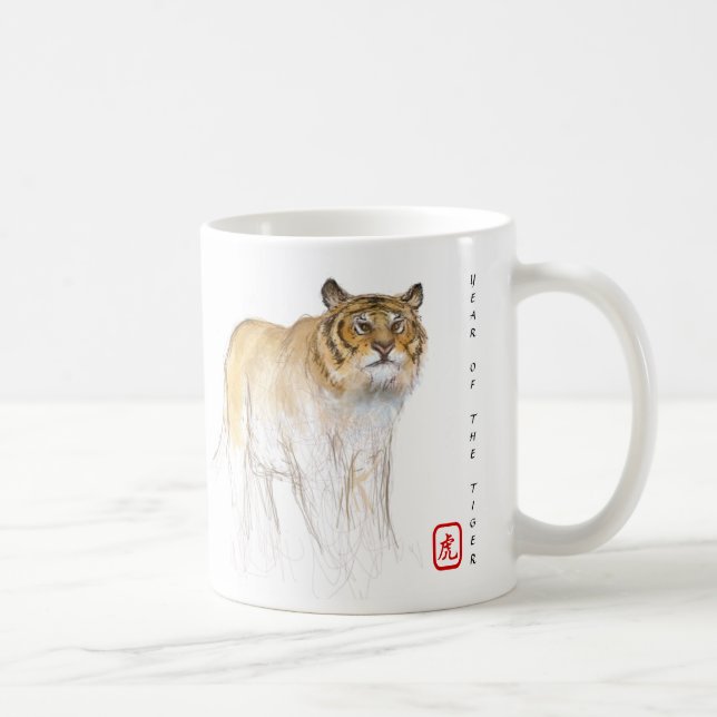 Original Drawing Chinese Tiger Year Birthday WCM1 Coffee Mug (Right)
