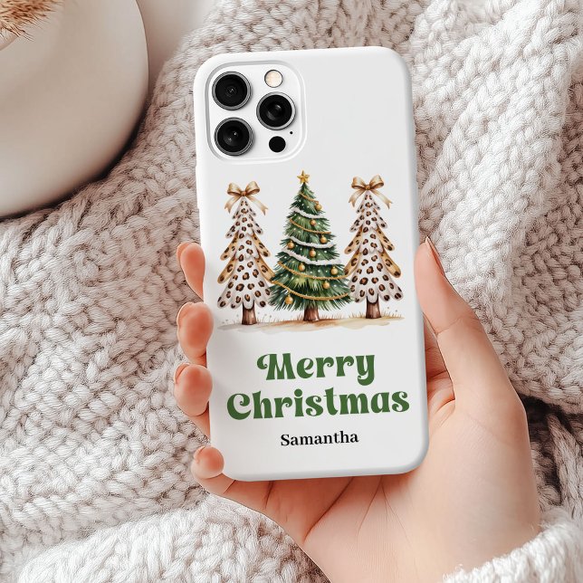 Original Earthy Christmas trees green gold leopard Case-Mate iPhone Case (Earthy Christmas trees green gold leopard phone case gift)